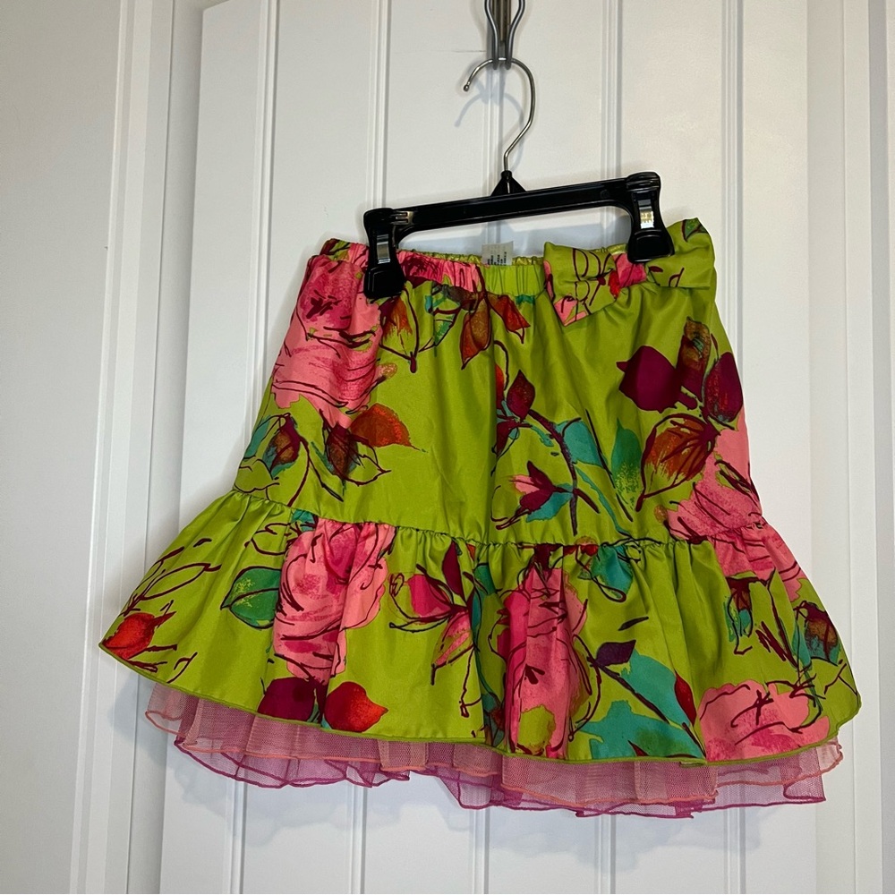 Green floral skirt